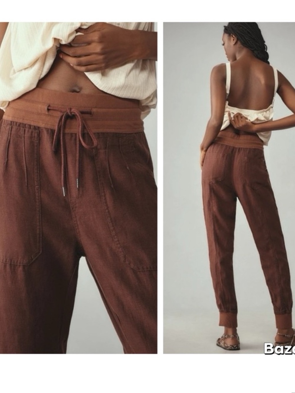 Anthropologie The Nomad Brown High Waist Jogger Pants Sz L
